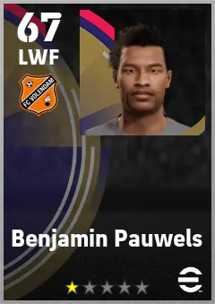 Benjamin Pauwels eFootball 2026 player card — 67 OVR LWF