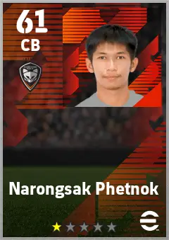 Narongsak Phetnok eFootball 2026 player card — 61 OVR CB