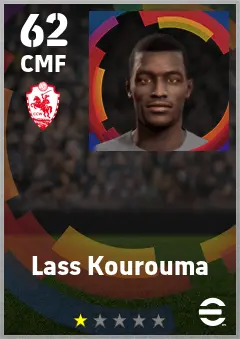 Lass Kourouma eFootball 2026 player card — 62 OVR CMF