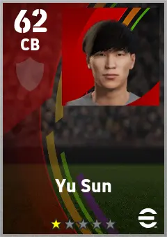 Yu Sun eFootball 2026 player card — 62 OVR CB