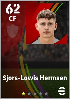 Sjors-Lowis Hermsen eFootball 2026 player card — 62 OVR CF