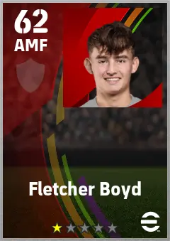 Fletcher Boyd eFootball 2026 player card — 62 OVR AMF