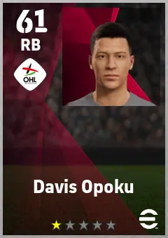 Davis Opoku eFootball 2026 player card — 61 OVR RB