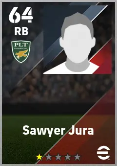 Sawyer Jura eFootball 2026 player card — 64 OVR RB
