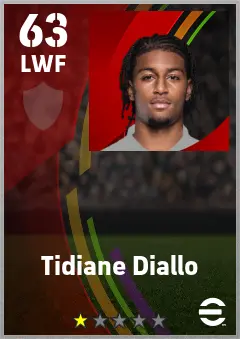 Tidiane Diallo eFootball 2026 player card — 63 OVR LWF
