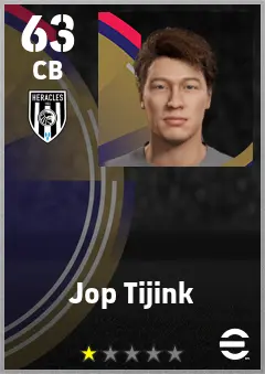 Jop Tijink eFootball 2026 player card — 63 OVR CB
