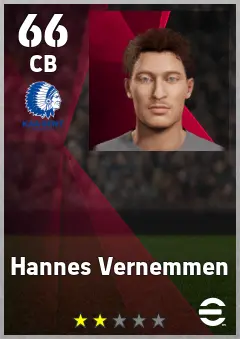 Hannes Vernemmen eFootball 2026 player card — 66 OVR CB