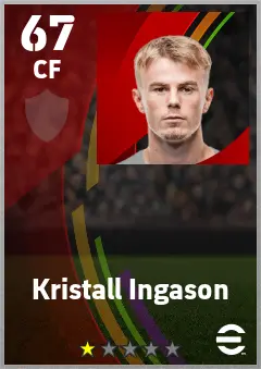 Kristall Ingason eFootball 2026 player card — 67 OVR CF