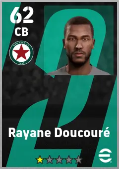 Rayane Doucoure eFootball 2026 player card — 62 OVR CB