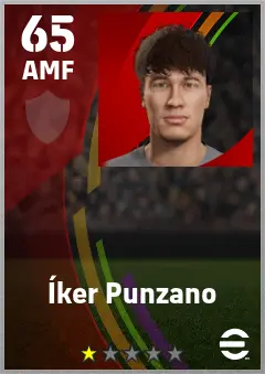 Iker Punzano eFootball 2026 player card — 65 OVR AMF