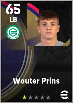 Wouter Prins eFootball 2026 player card — 65 OVR LB