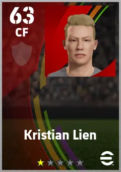 Kristian Lien eFootball 2026 player card — 63 OVR CF