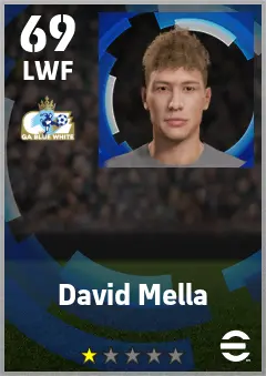 David Mella eFootball 2026 player card — 69 OVR LWF
