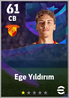 Ege Yildirim eFootball 2026 player card — 61 OVR CB