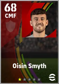 Oisin Smyth eFootball 2026 player card — 68 OVR CMF