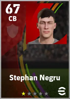 Stephan Negru eFootball 2026 player card — 67 OVR CB