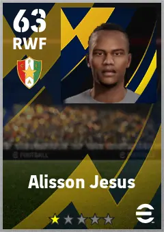 Alisson Jesus eFootball 2026 player card — 63 OVR RWF