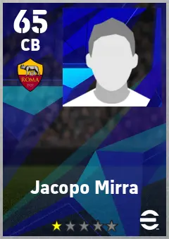 Jacopo Mirra eFootball 2026 player card — 65 OVR CB