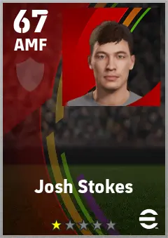 Josh Stokes eFootball 2026 player card — 67 OVR AMF