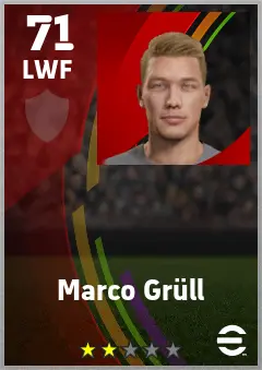 Marco Grull eFootball 2026 player card — 71 OVR LWF