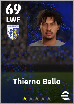Thierno Ballo eFootball 2026 player card — 69 OVR LWF