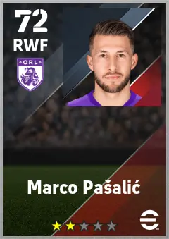 Marco Pasalic eFootball 2026 player card — 72 OVR RWF