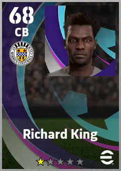 Richard King eFootball 2026 player card — 68 OVR CB