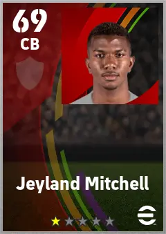 Jeyland Mitchell eFootball 2026 player card — 69 OVR CB