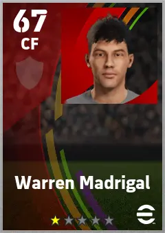 Warren Madrigal eFootball 2026 player card — 67 OVR CF
