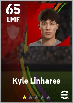 Kyle Linhares eFootball 2026 player card — 65 OVR LMF
