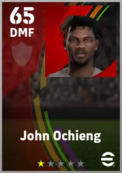 John Ochieng eFootball 2026 player card — 65 OVR DMF