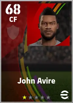 John Avire eFootball 2026 player card — 68 OVR CF