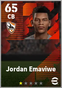 Jordan Emaviwe eFootball 2026 player card — 65 OVR CB