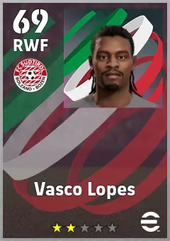 Vasco Lopes eFootball 2026 player card, 69 OVR RWF