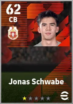 Jonas Schwabe eFootball 2026 player card — 62 OVR CB