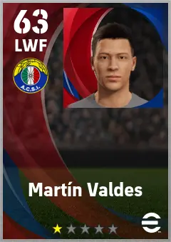 Martin Valdes eFootball 2026 player card — 63 OVR LWF