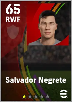 Salvador Negrete eFootball 2026 player card — 65 OVR RWF