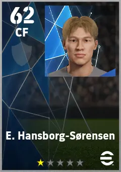 E. Hansborg-Sorensen eFootball 2026 player card — 62 OVR CF