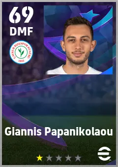 Giannis Papanikolaou eFootball 2026 player card — 69 OVR DMF