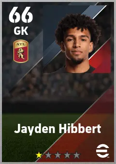Jayden Hibbert eFootball 2026 player card — 66 OVR GK