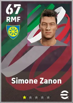Simone Zanon eFootball 2026 player card — 67 OVR RMF