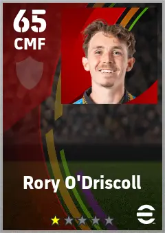 Rory O Driscoll eFootball 2026 player card — 65 OVR CMF