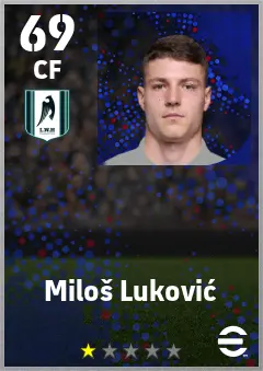 Milos Lukovic eFootball 2026 player card — 69 OVR CF