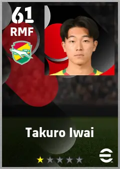 Takuro Iwai eFootball 2026 player card — 61 OVR RMF