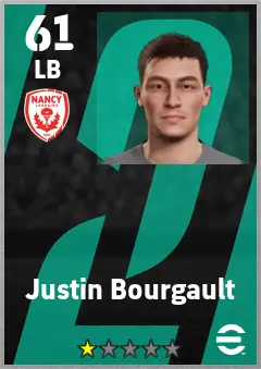 Justin Bourgault eFootball 2026 player card — 61 OVR LB