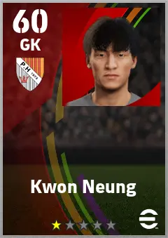 Kwon Neung eFootball 2026 player card — 60 OVR GK