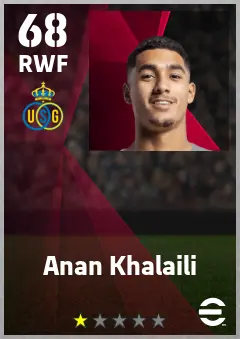 Anan Khalaili eFootball 2026 player card — 68 OVR RWF