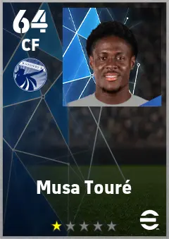 Musa Toure eFootball 2026 player card — 64 OVR CF