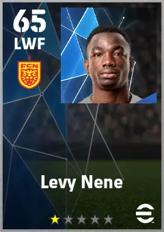 Levy Nene eFootball 2026 player card — 65 OVR LWF
