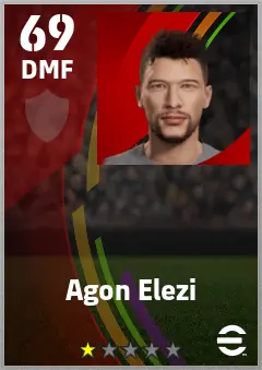 Agon Elezi eFootball 2026 player card — 69 OVR DMF
